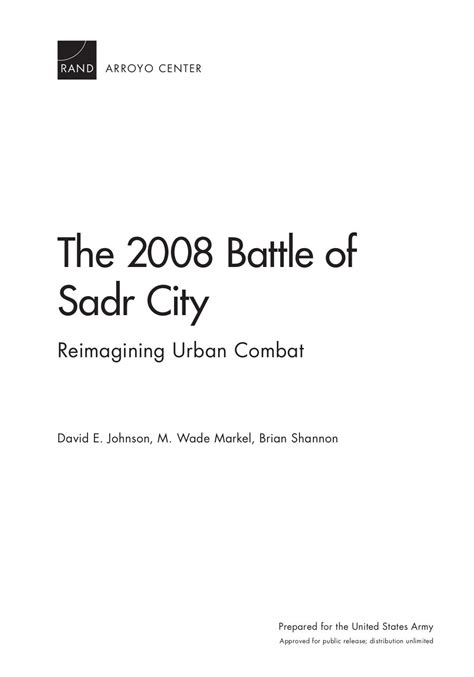 sadr city battle|The 2008 Battle of Sadr City: Reimagining Urban Combat on .